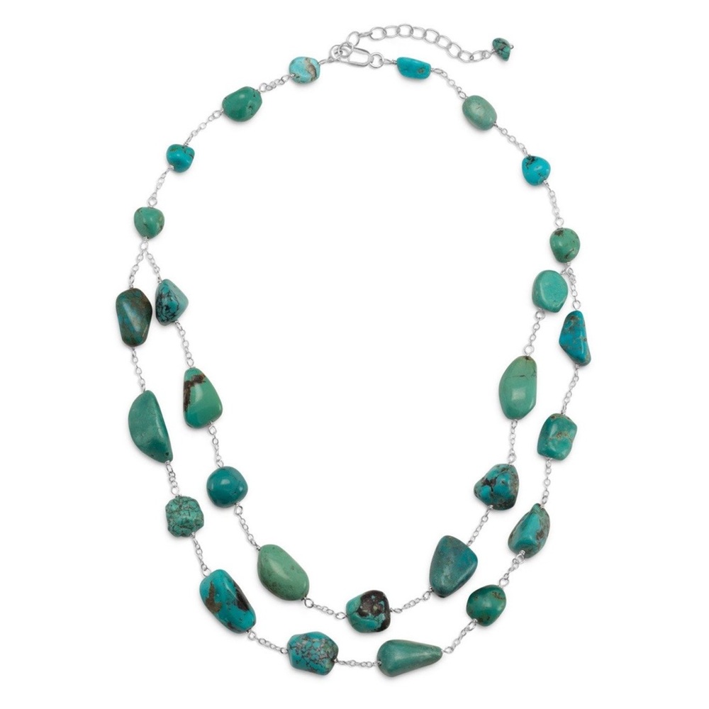 ✨ Double Strand Turquoise Nugget Necklace